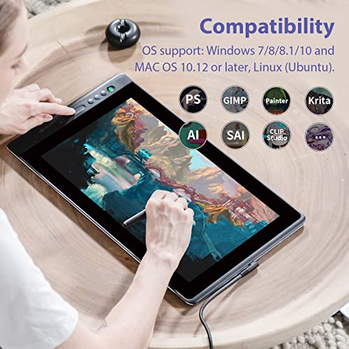 13.3inch Graphics Drawing Tablet with Screen Full-Laminated Pen Display Black W847346