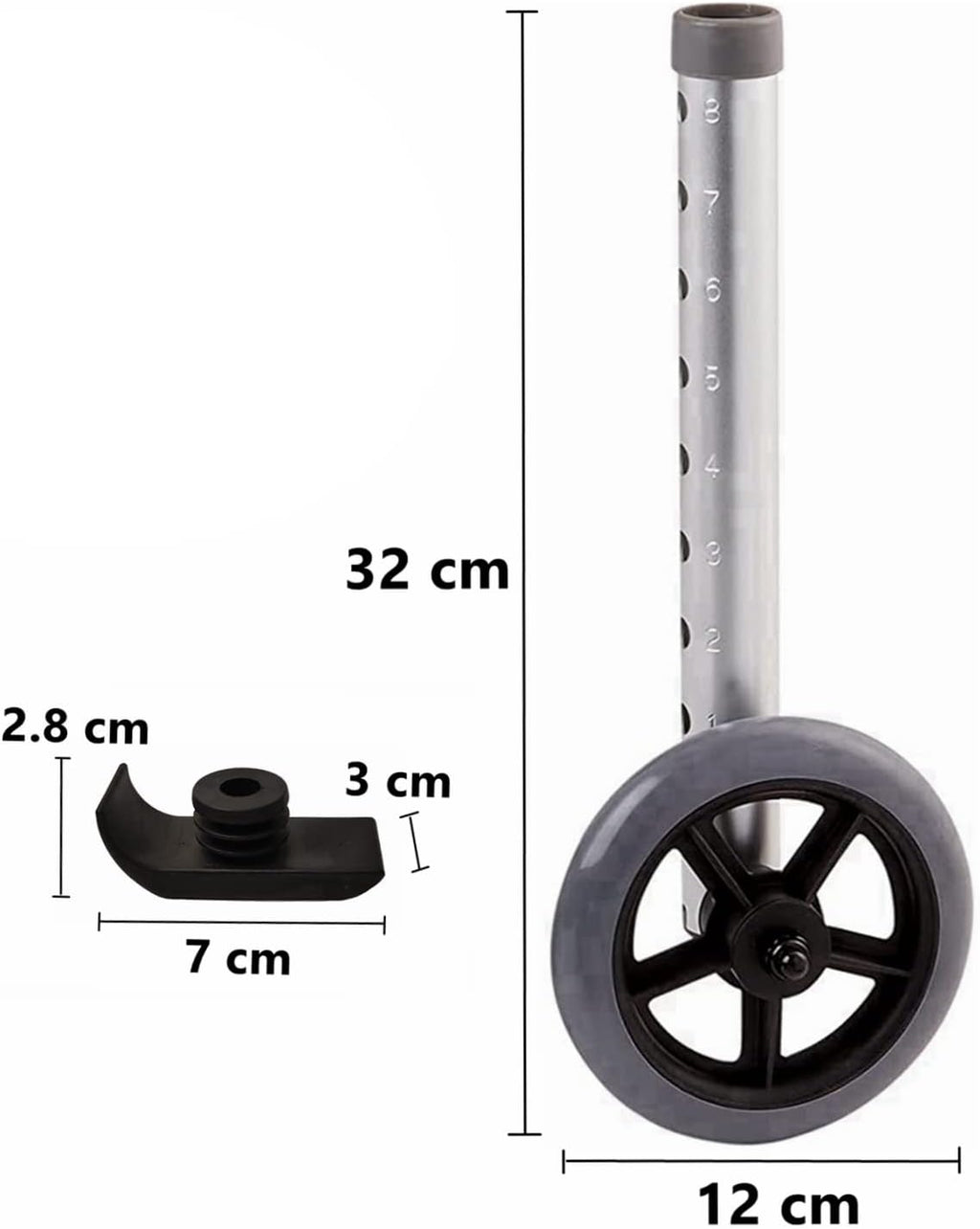 Rubber Universal Walker Caster Wheel 1 Pair 4 PCS T136
