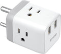 India to US Plug Adapter with 2 USB Ports 3 American Outlets L36033