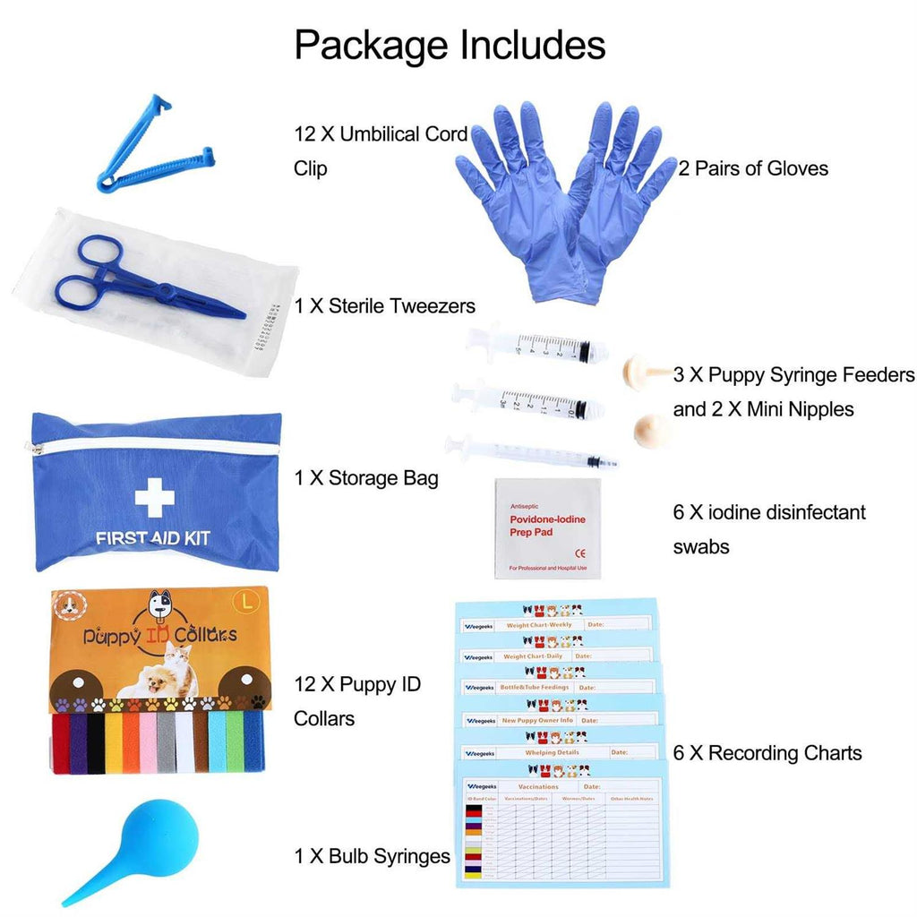 12pcs Whelping Kit with Whelping Collars and Puppy Feeding Tube Y551639