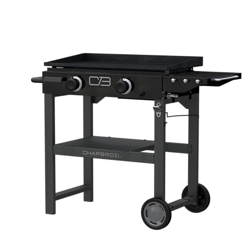 28" Propane Gas Griddle with Cart 2 Burner Flat Top Grill, Black G3014