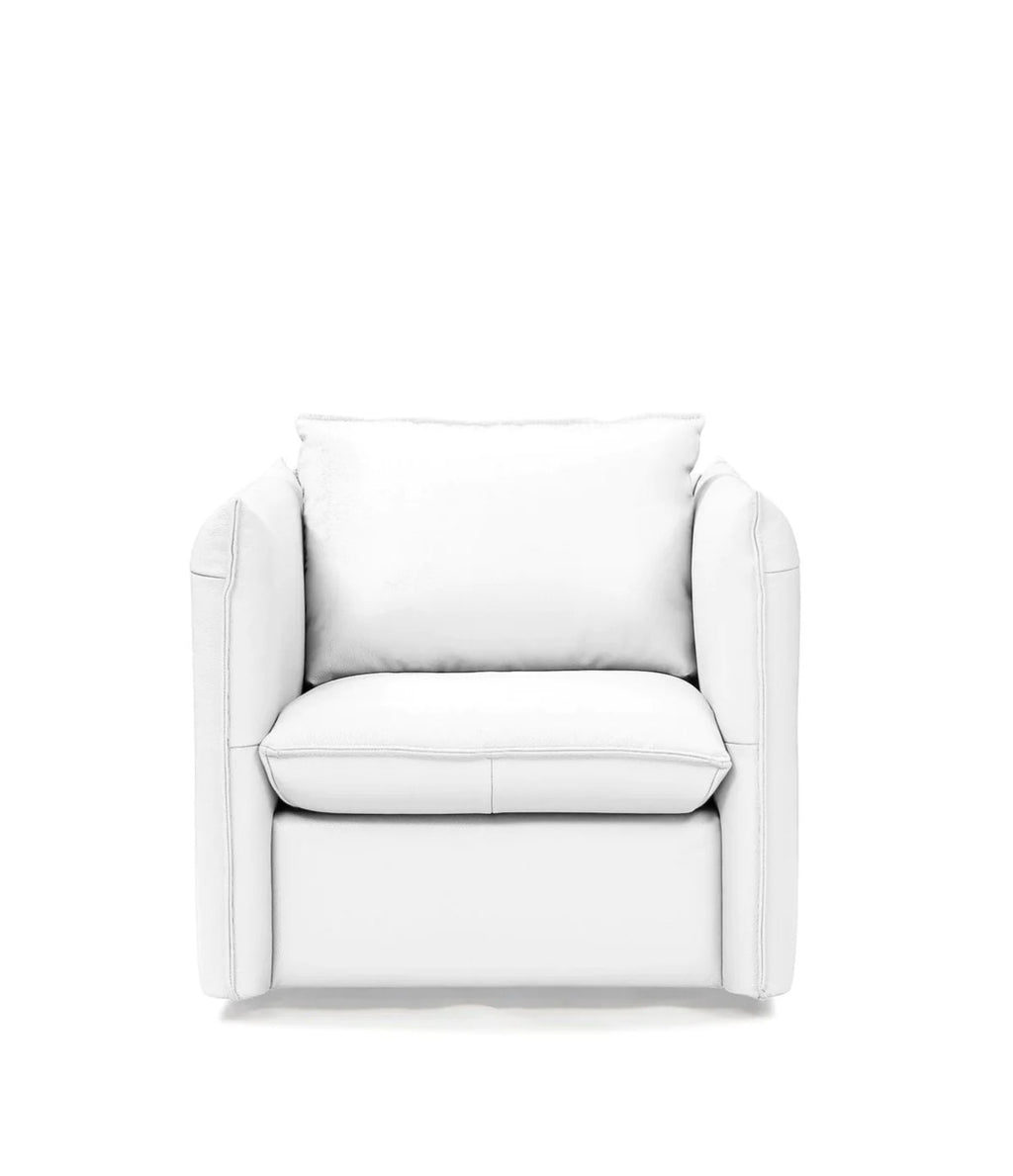 White Genuine Leather Swivel Accent Chair I777824