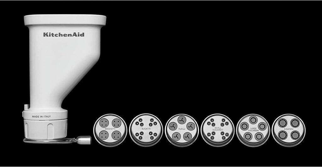 White Pasta Press Attachment with 6 Interchangeable Pasta Plates I792062