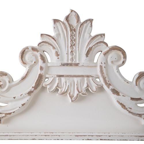White Wood Floral Carved Wall Sculptures N412726