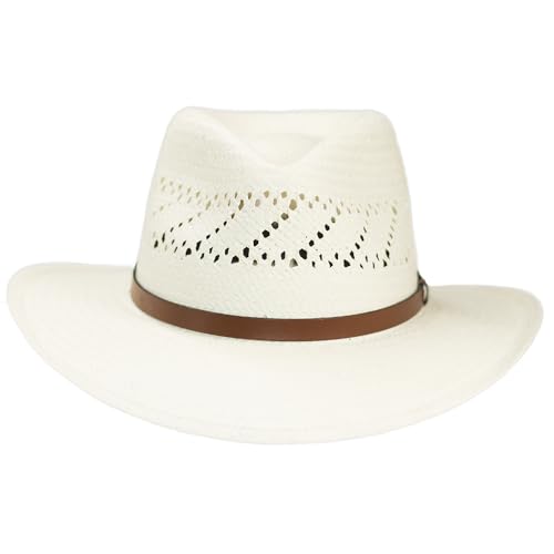 Vented Straw Fedora Hat F584298