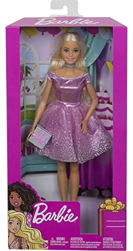 Blonde Hair Blue Eyes Doll with Pink Glitter Party Dress C289931