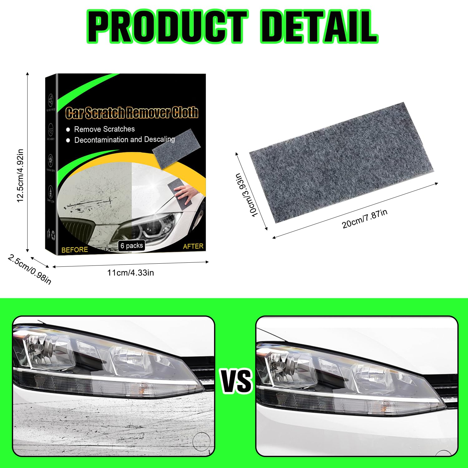 12 Pcs Nano Sparkle Car Scratch Remover Cloth A6112