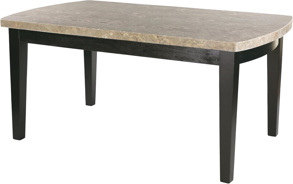 Dark Espresso 5pc Dining Set Marble Top Table and 4 Chairs Faux Leather Upholstery G40921