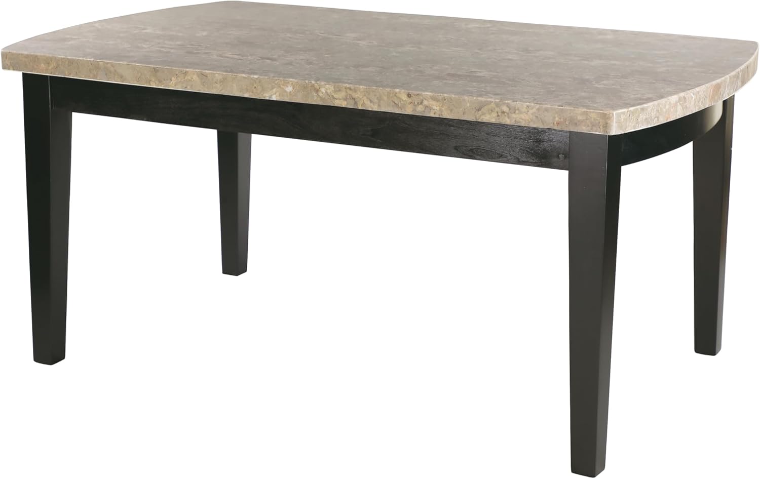 Dark Espresso 5pc Dining Set Marble Top Table and 4 Chairs Faux Leather Upholstery G40921