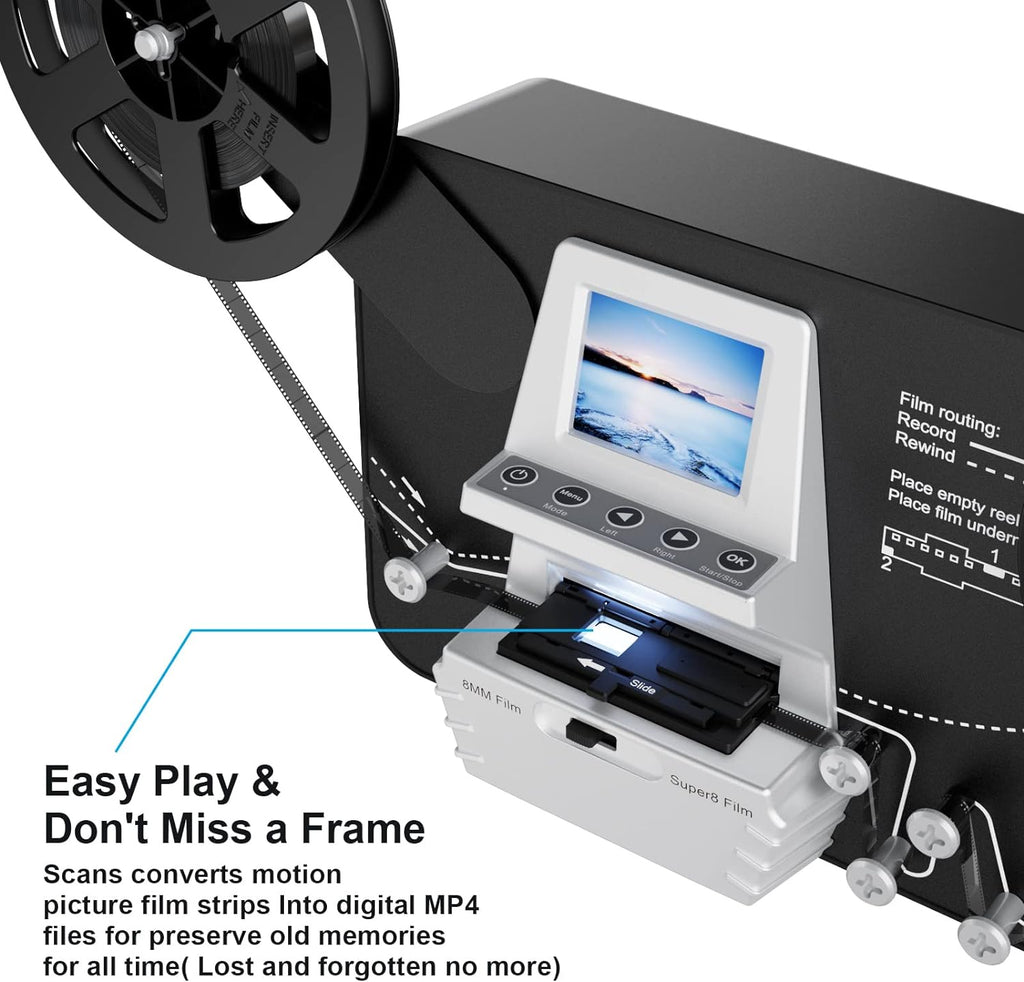 8mm & Super 8 Reels to Digital Film Scanner Converter with 2.4 Screen K651