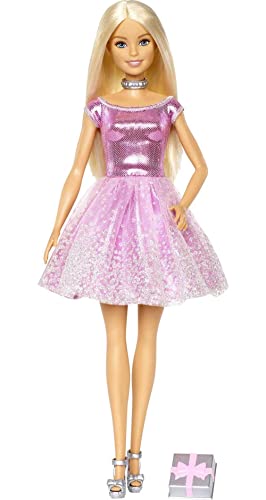 Blonde Hair Blue Eyes Doll with Pink Glitter Party Dress C289931