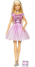 Blonde Hair Blue Eyes Doll with Pink Glitter Party Dress C289931