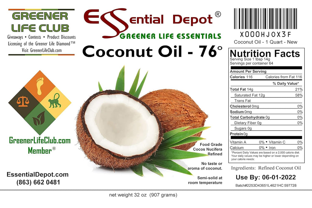 1 Quart 32 oz Food Grade Coconut Oil C282