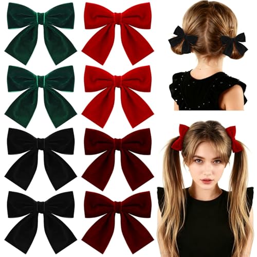 8 Pcs Velvet Hair Bows with Alligator Clips T67063
