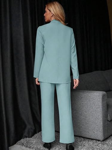 2 Piece Blazer Set Button Front Long Sleeve Blazer and Pants Solid Suits Set B870182
