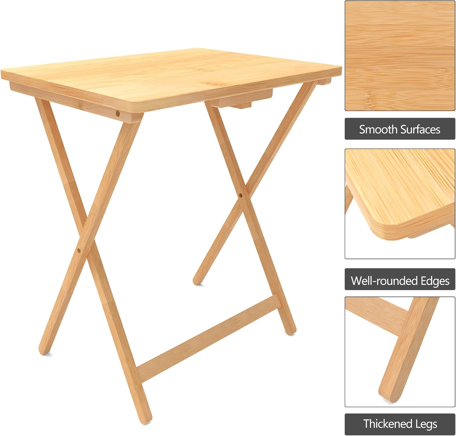 Folding TV Tray Table Set of 2, Bamboo M332471