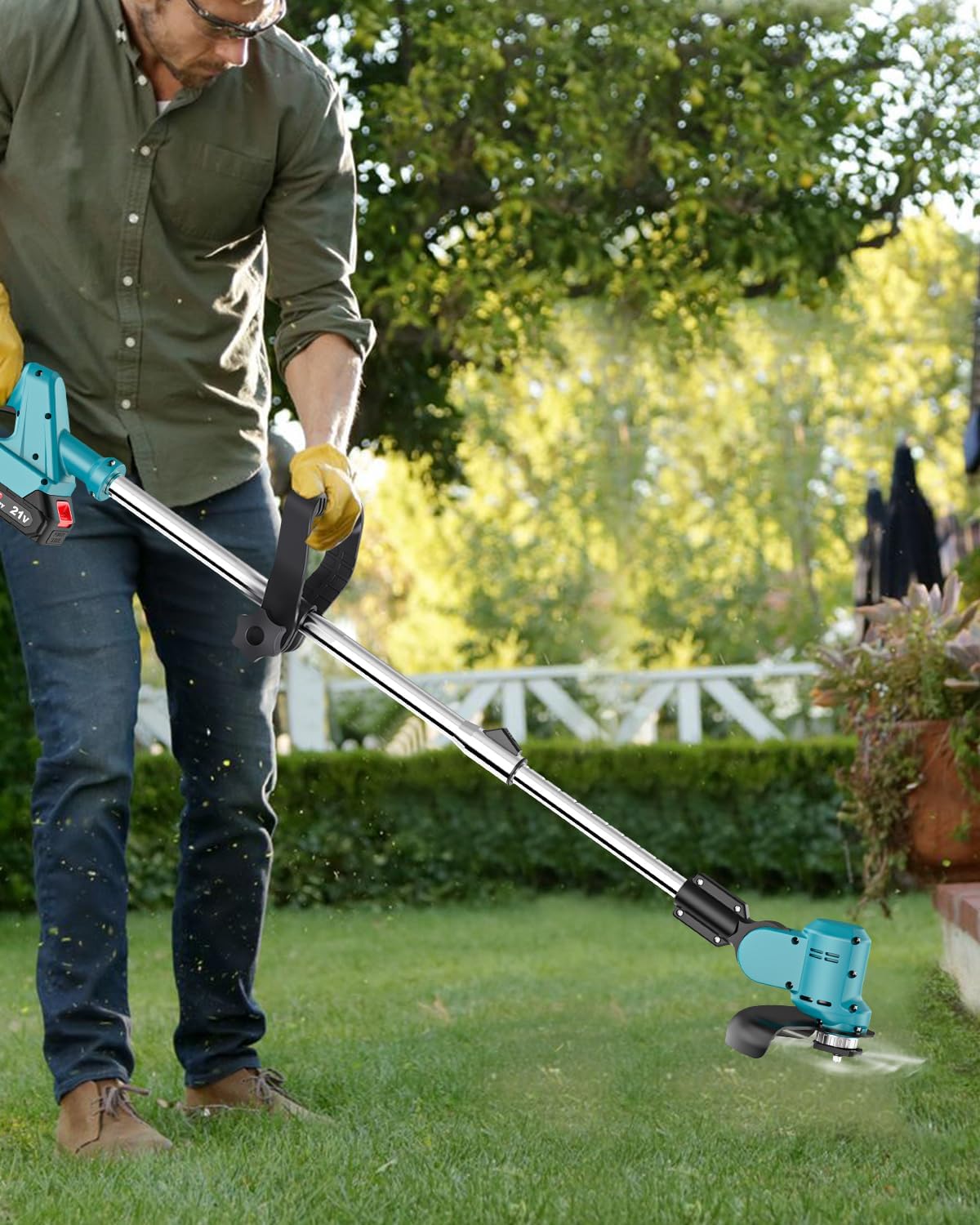 21V Cordless String Trimmer with 6000mAh Battery T7035