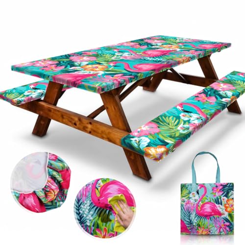 72x30 Inches 4Pcs Waterproof Polyester Picnic Table Cover with Carrying Bag J813741