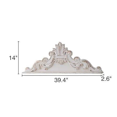 White Wood Floral Carved Wall Sculptures N412726