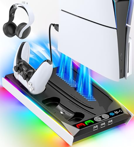PS5 Stand with Cooling Fan and Charging Station J512338