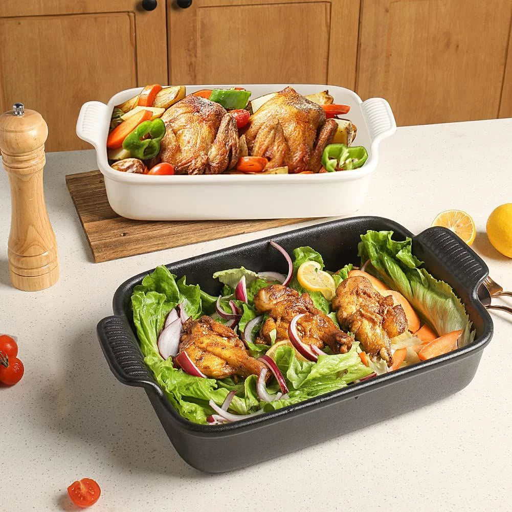 Black Rectangular Porcelain Baking Dish 13x9.6 inch Q74312