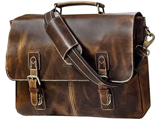 Full Grain Leather Laptop Messenger Bag R9066
