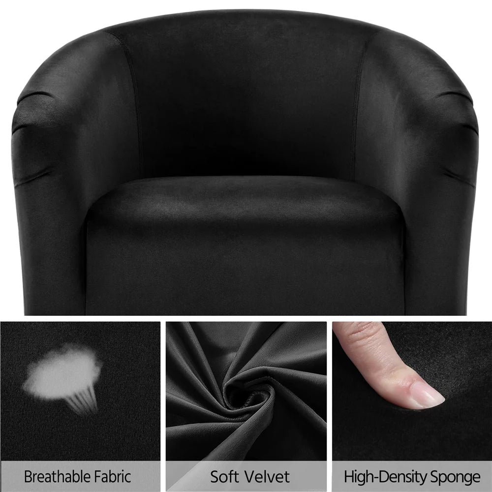 Black Velvet Barrel Accent Chair M685128