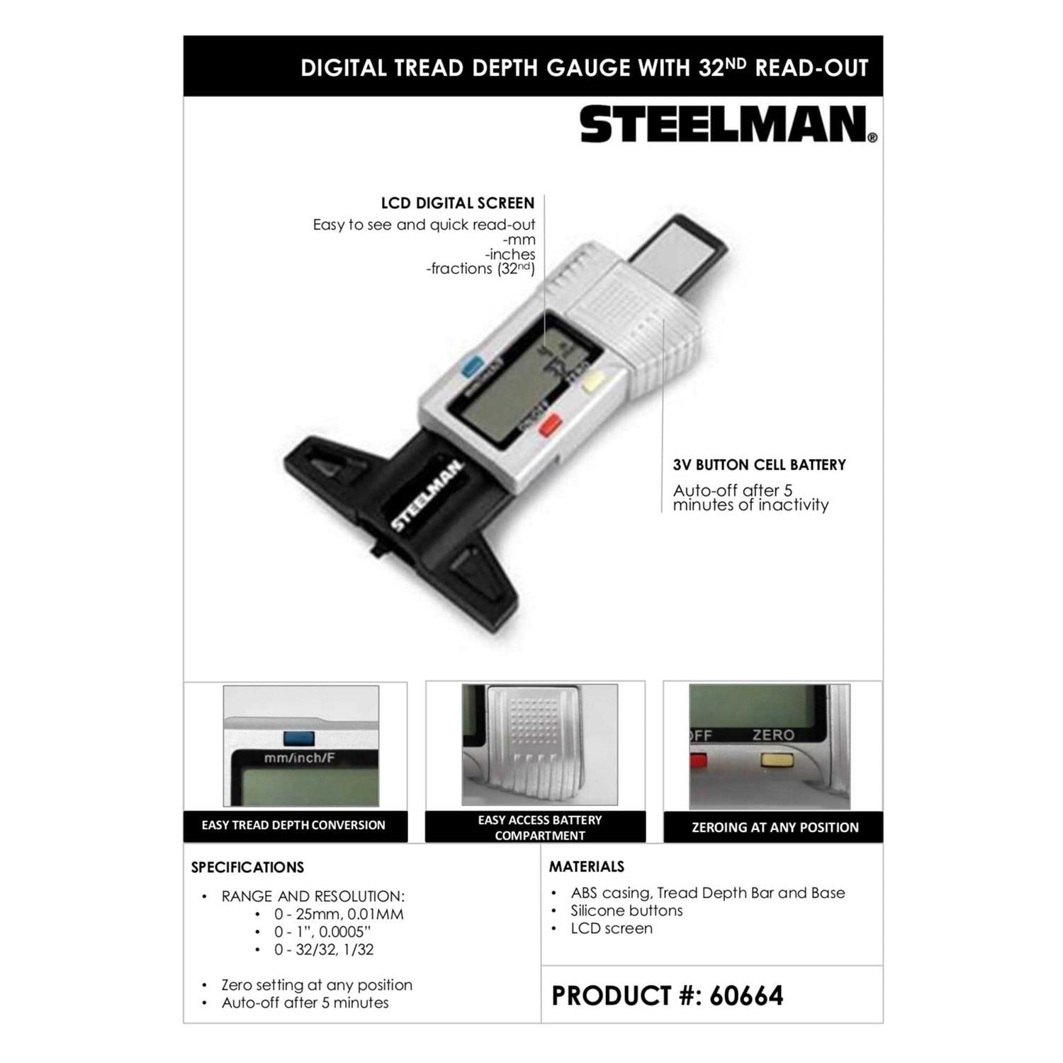 Digital Tire Tread Depth Gauge 3 Modes T537
