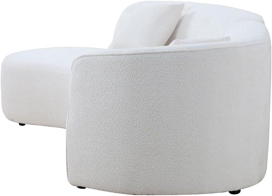 White Boucle Curved Sofa with Chaise 2 Set V253