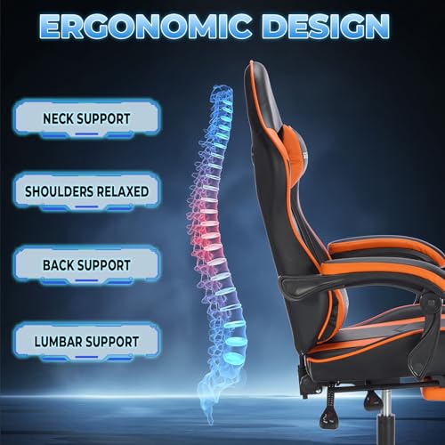 Ergonomic Gaming Chair with Footrest and Massage N92344