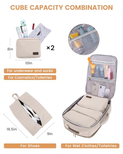 40L Carry on Backpack with 3 Packing Cubes, Waterproof Travel Bag M526