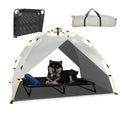 Raised Dog Bed Cot with Canopy Shade Tent & Bolster, Portable Chew-Resistance Cooling Pet Bed H71816