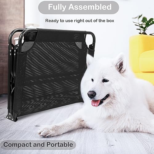 Raised Dog Bed Cot with Canopy Shade Tent & Bolster, Portable Chew-Resistance Cooling Pet Bed H71816