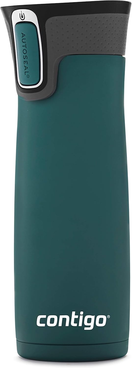 20oz Stainless Steel Vacuum Travel Mugs with Spill-Proof Lids, Chard and Matte Black H367922