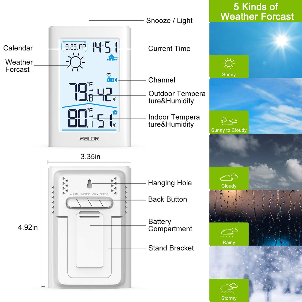 Wireless Indoor Outdoor Thermometer Hygrometer with Remote Sensor N249796