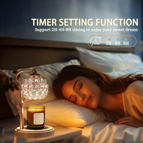 Candle Warmer Lamp with Timer, Adjustable Height, Dimmable, Natural Wood Base G9781