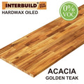 Acacia 6 ft. L x 25 in. D x 1.5 in. T Butcher Block Countertop in Golden Teak Stain U524571