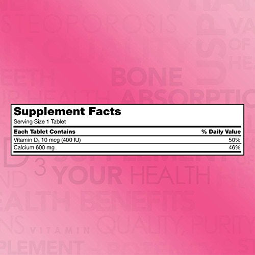 Calcium 600 mg with Vitamin D3, 500 Tablets (2 Pack) Y417