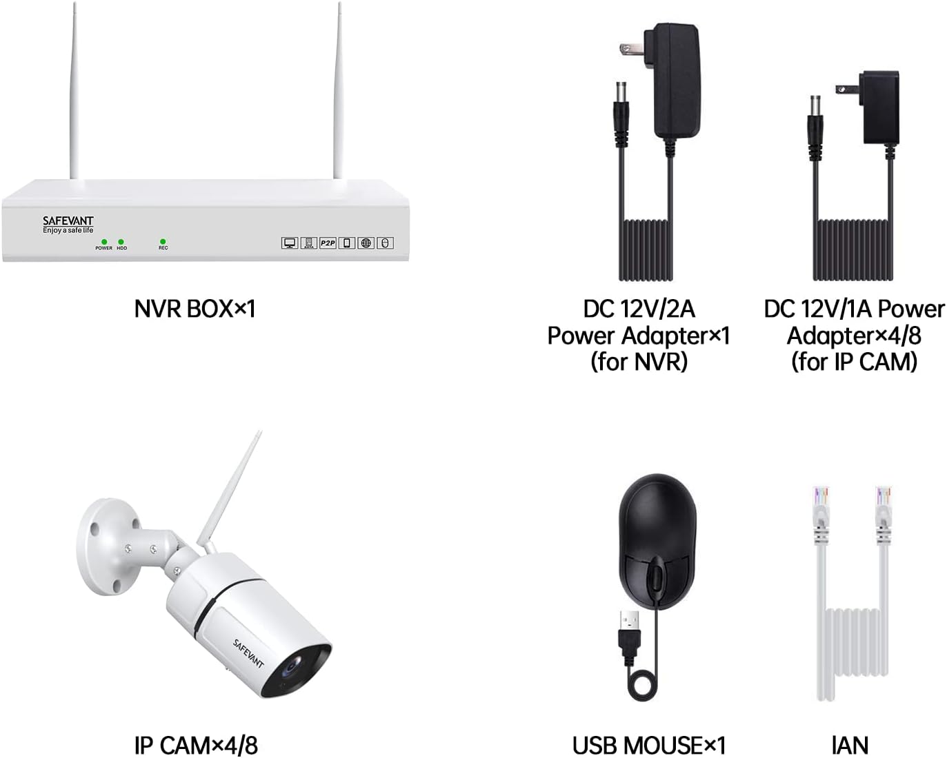 1080P Wireless Security Camera System with Monitor, 8 Channel Video NVR Systems with 4pcs Outdoor Indoor IP Camera Night Vision Motion Detection, 1TB Hard Drive B628