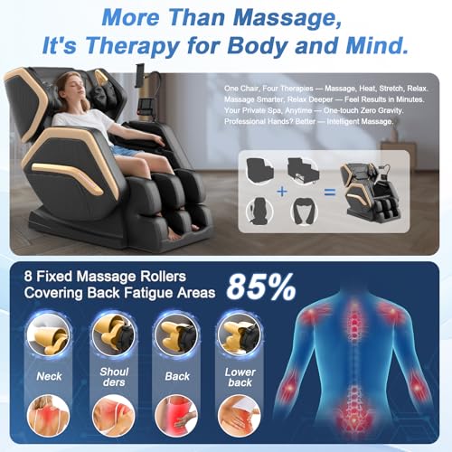 Zero Gravity Massage Chair with 10 Fixed Rollers, Heating, Bluetooth Speaker B580491