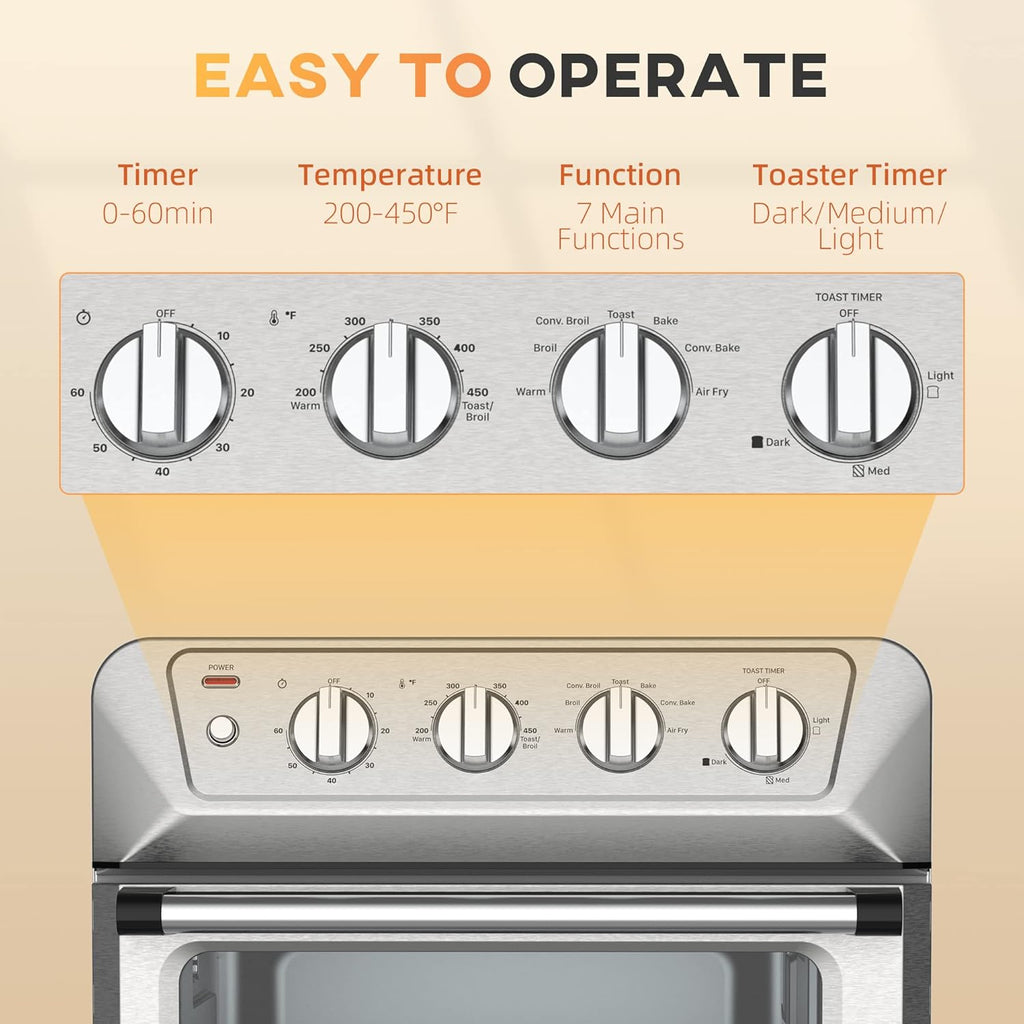 21QT 7-In-1 Convection Oven Countertop, Stainless Steel Finish W728