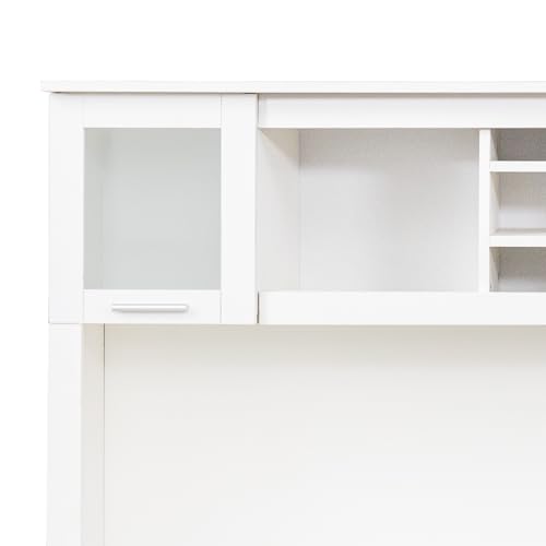 White Corner Desk with Drawers and Shelves L8599