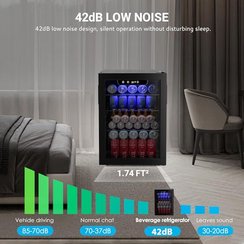100 Can Beverage Refrigerator Mini Fridge with Glass Door, 2.7 cu.ft M836