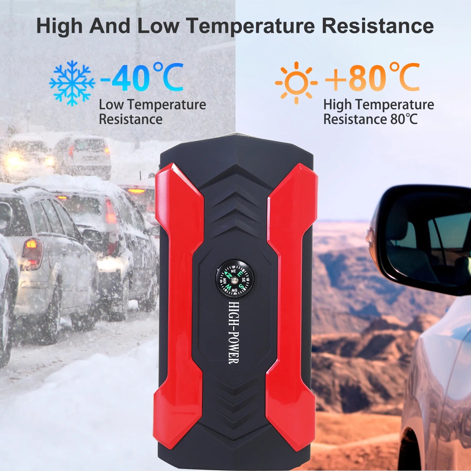 99800mAh Battery Jump Starter with 4 USB Ports and LED Flashlight J475588