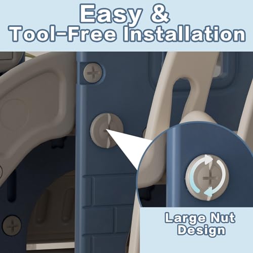 Gray 6 in 1 Toddler Slide and Swing Set E5052
