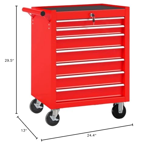 Black 7-Drawer Rolling Steel Tool Chest with Wheels F260996