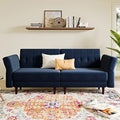 Navy Blue Velvet Memory Foam Futon Sofa M6530