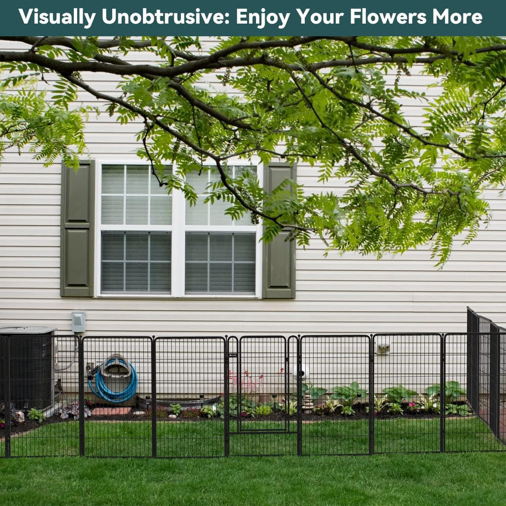 Black 7 Panels+1 Gate Metal Fence W769