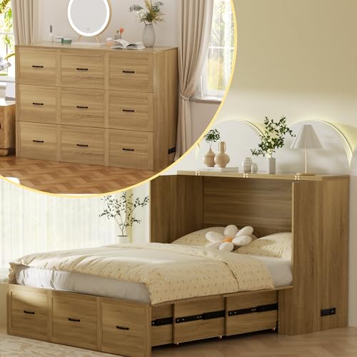 Full Size Wood Wall Bed Cabinet with Drawer O6732