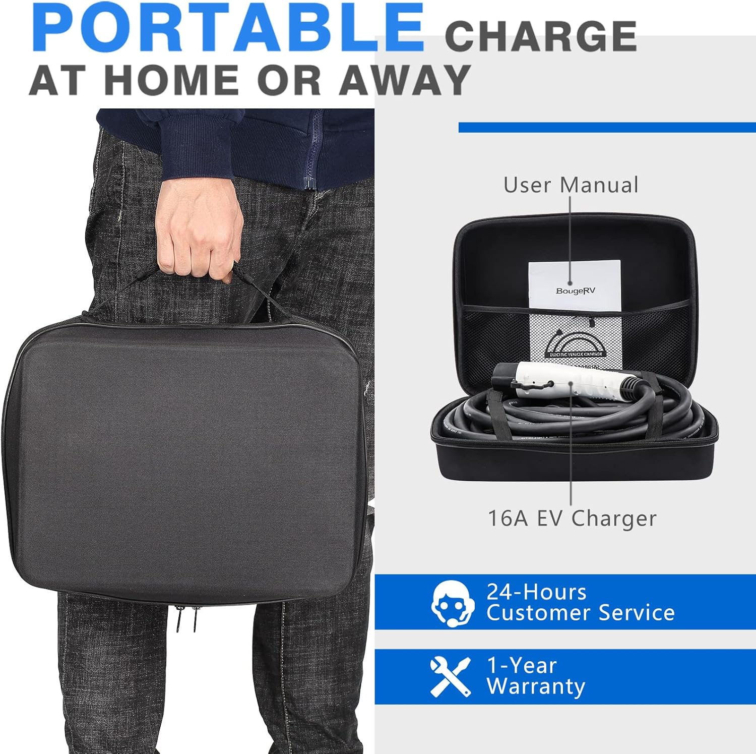 Portable EV Charger with 25 Feet Charging Cable B527
